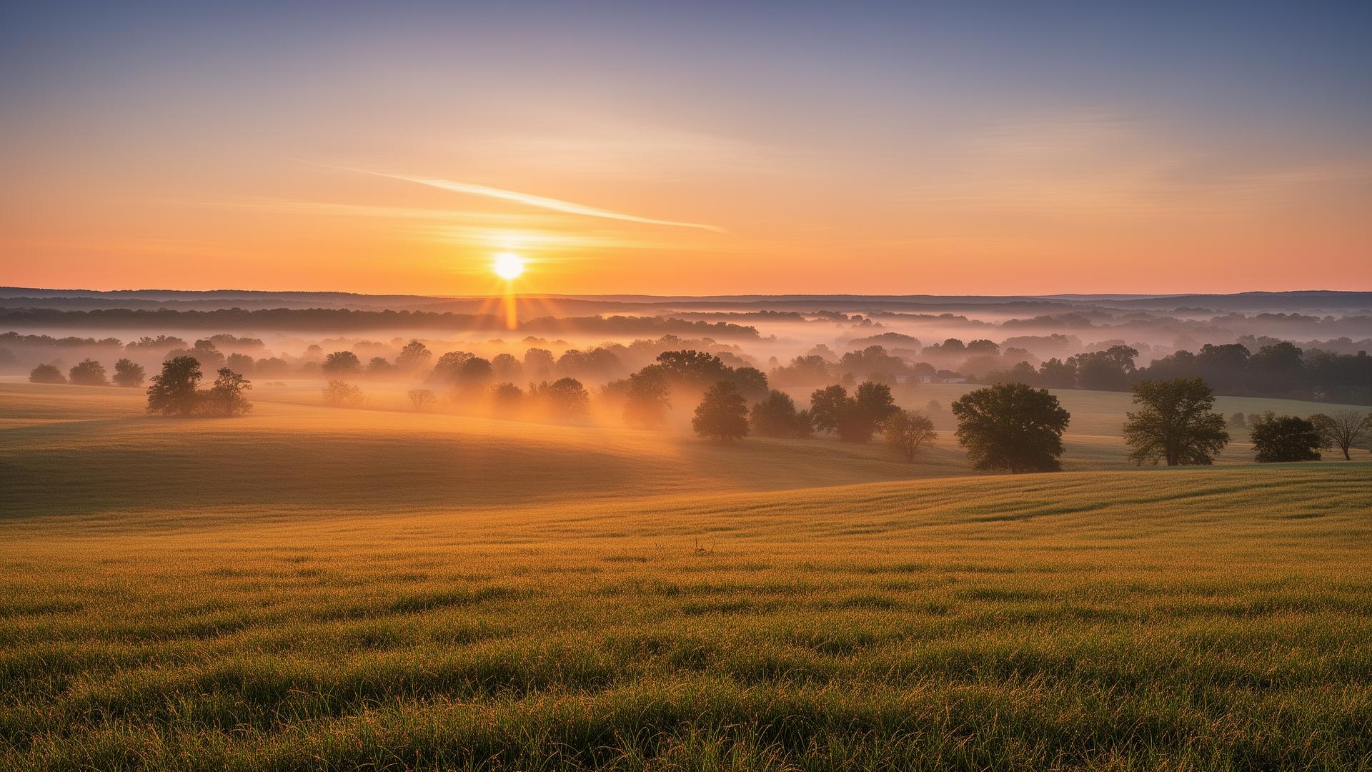 Open landscape at sunrise