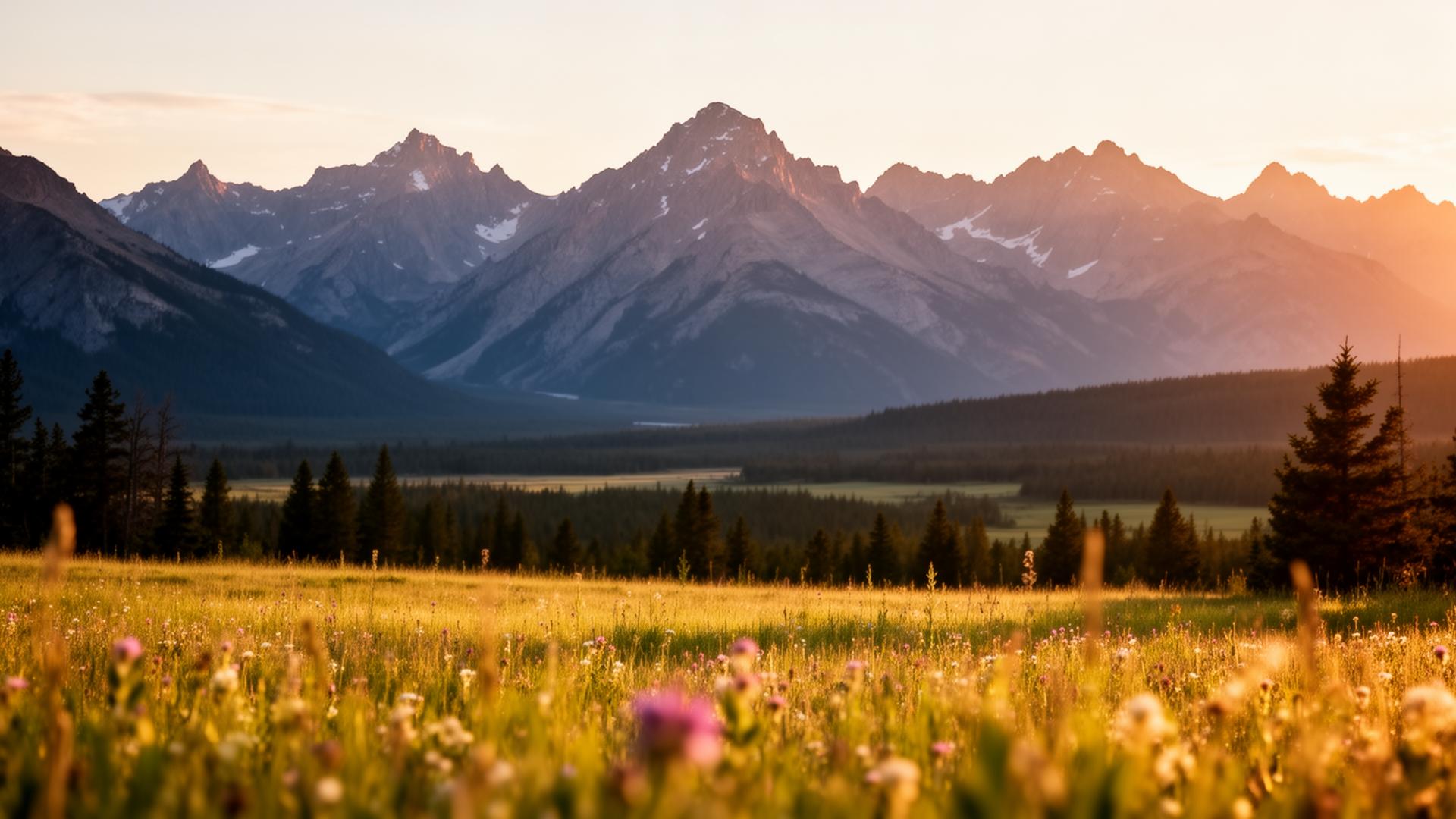 Scenic American landscape with mountains