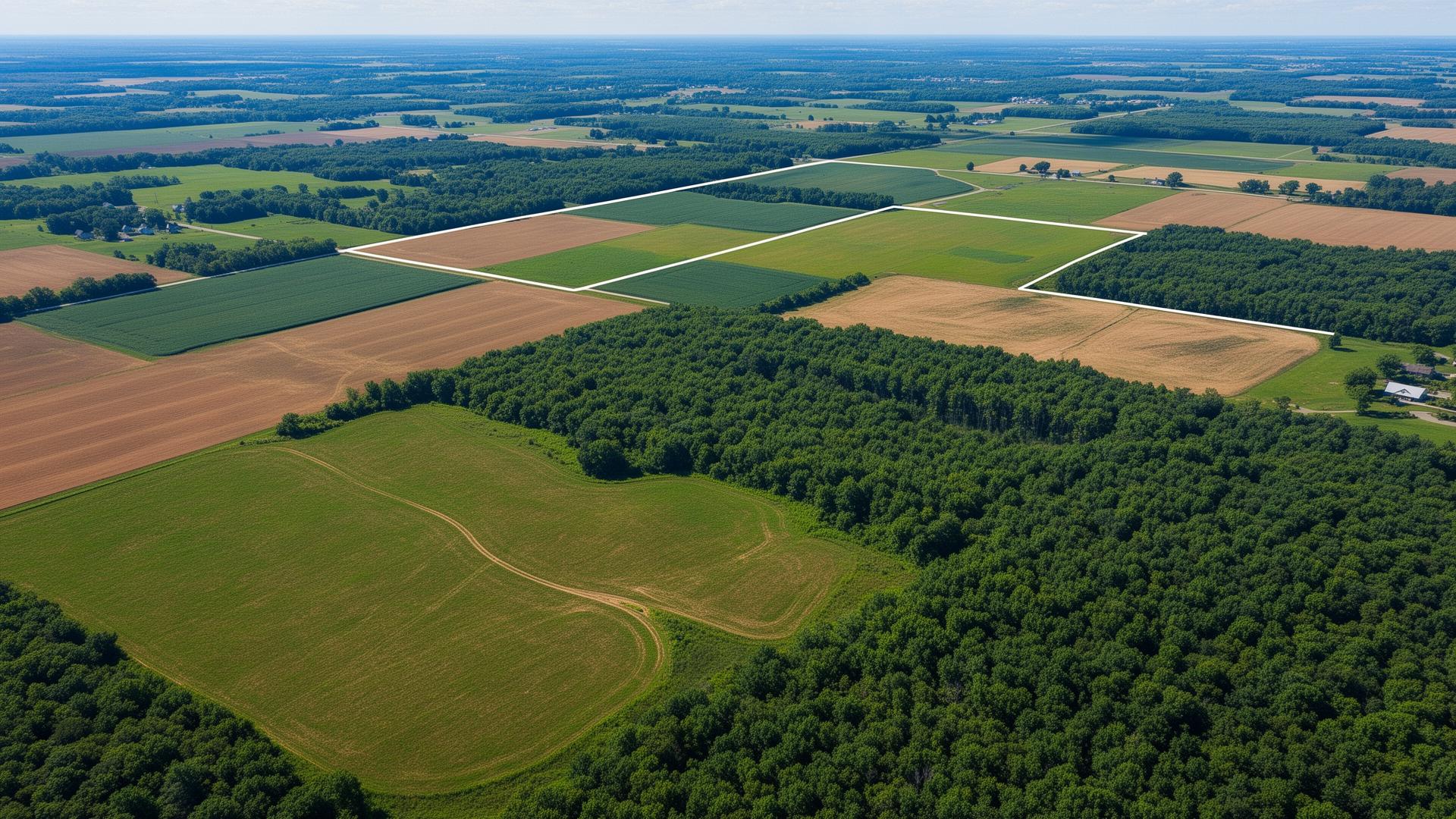Aerial view of land parcels