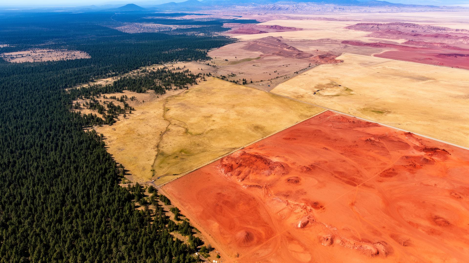 Aerial view of diverse American terrain