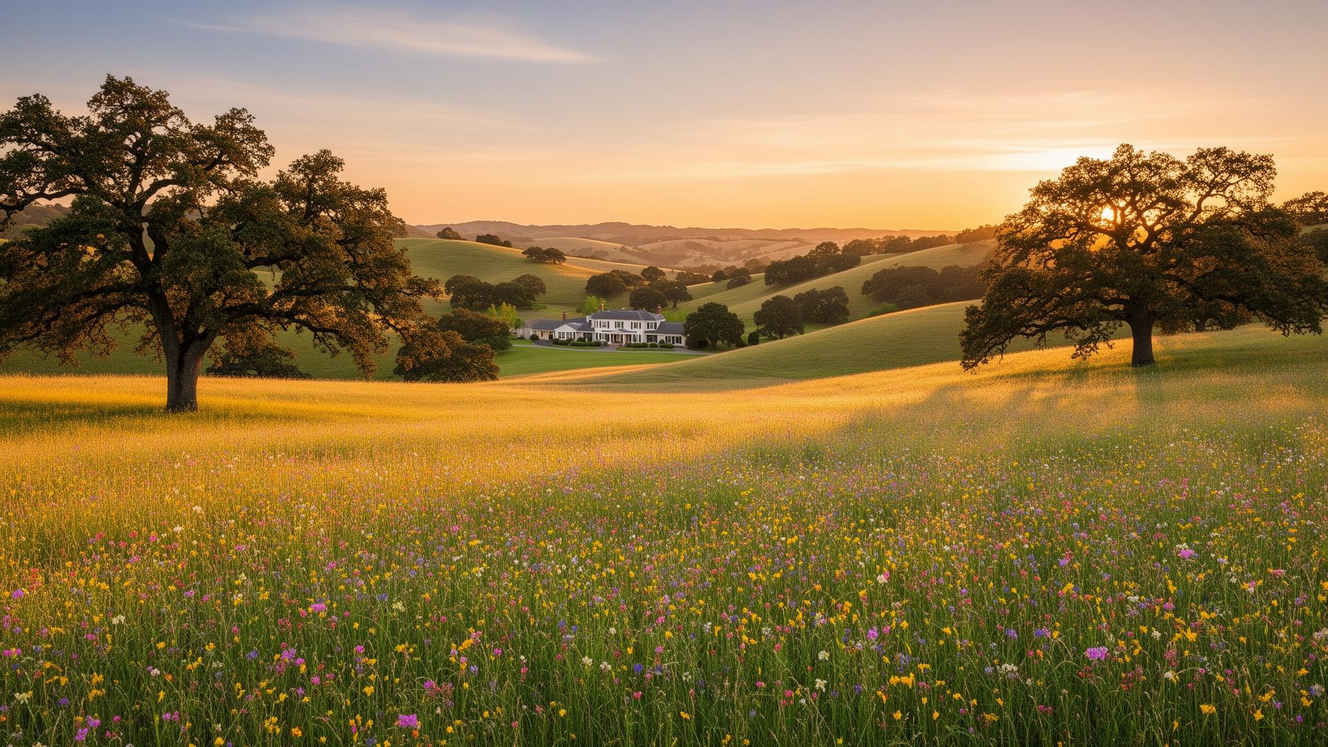 Peaceful meadow with wildflowers representing inherited family land